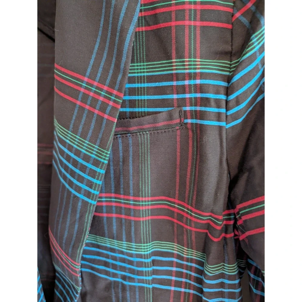 Cabi Holiday Blazer XL Womens Black Plaid Single Button Cotton Jacket 3850 NWT